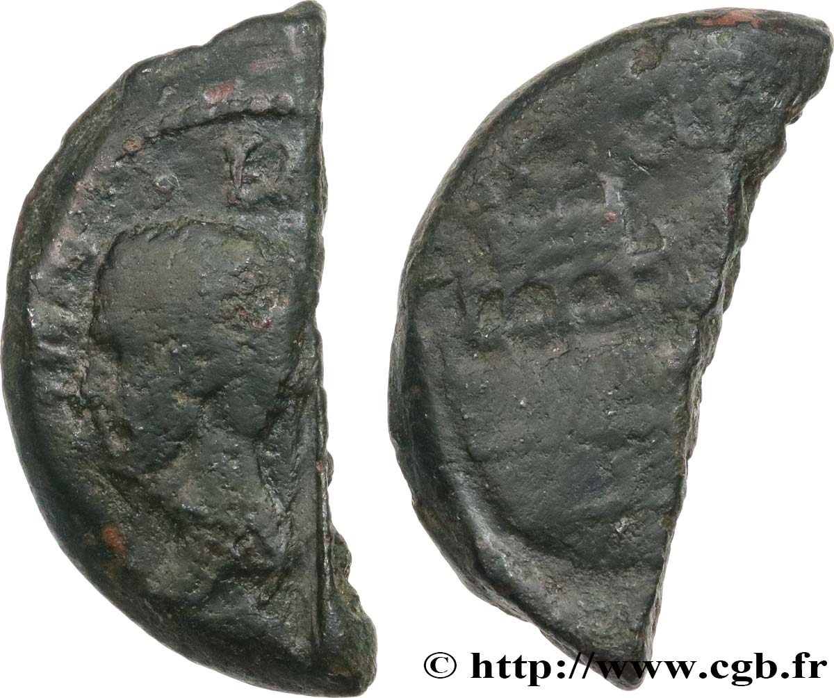 GALLIA - VIENNA - VIENNE - JULIUS CAESAR and OCTAVIAN Dupondius coupé en deux VF