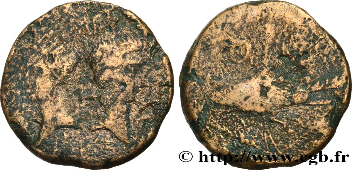 NEMAUSUS - NISMA - AUGUSTO e AGRIPPA Dupondius COL NEM (as) q.MB