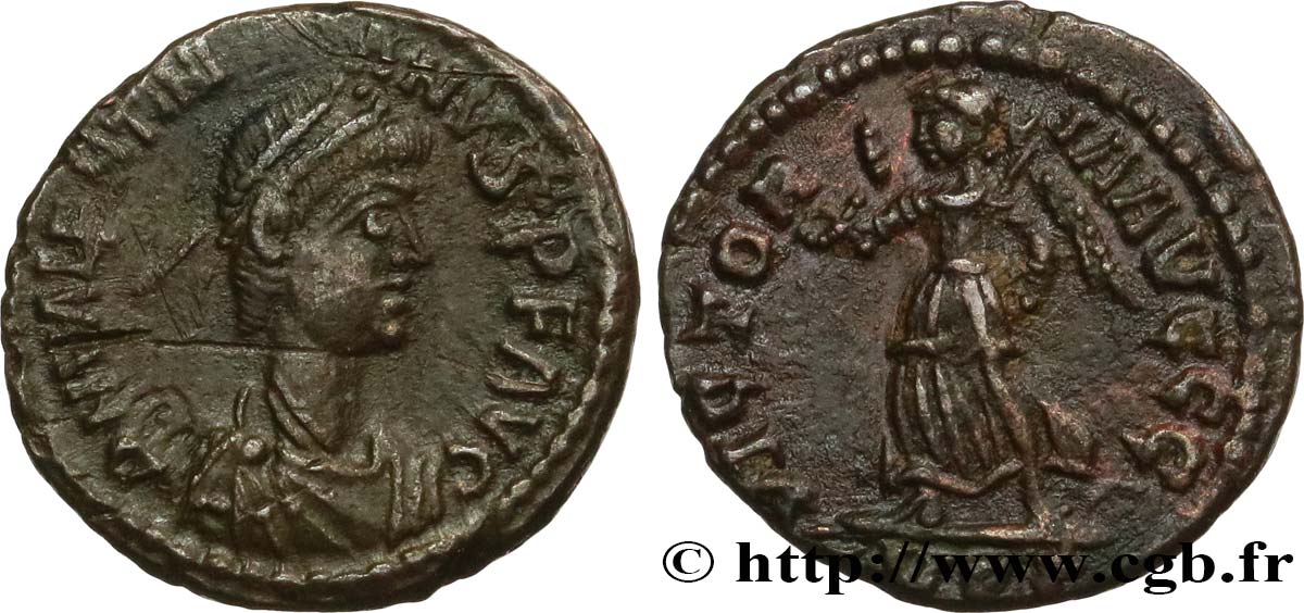 VALENTINIANO II Nummus, (PBQ, Æ 4) q.SPL