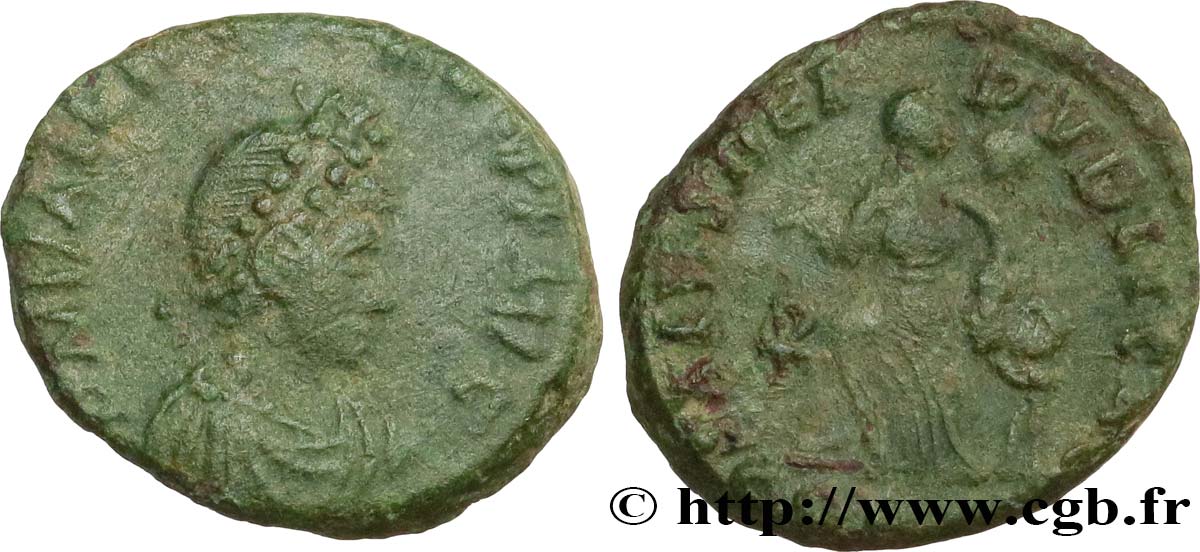 VALENTINIANO II Nummus, (PBQ, Æ 4) BB