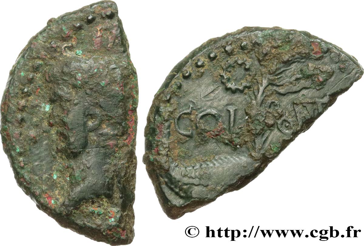 NEMAUSUS - NÎMES Dupondius COL NEM (as), coupé en deux VF/VF