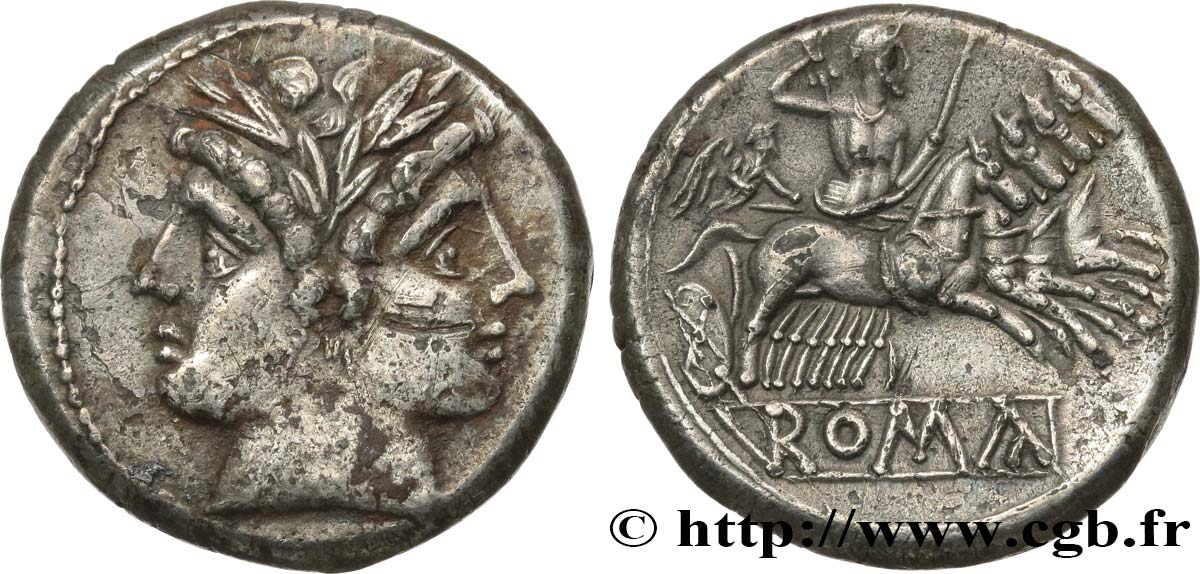 ROMAN REPUBLIC - ANONYMOUS Didrachme ou quadrigatus AU