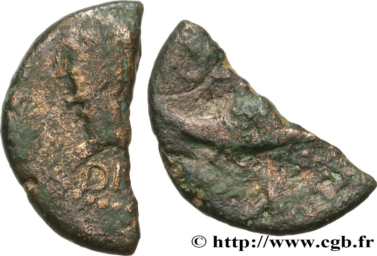 NEMAUSUS - NÎMES - AUGUSTE et AGRIPPA Dupondius NEM COL - coupé en deux B+