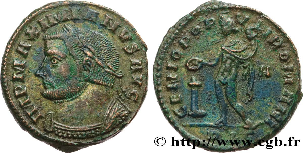 MASSIMIANO ERCOLE Follis ou nummus q.SPL