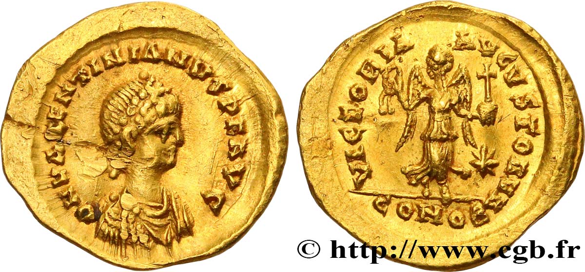 VALENTINIAN III Tremissis AU/MS