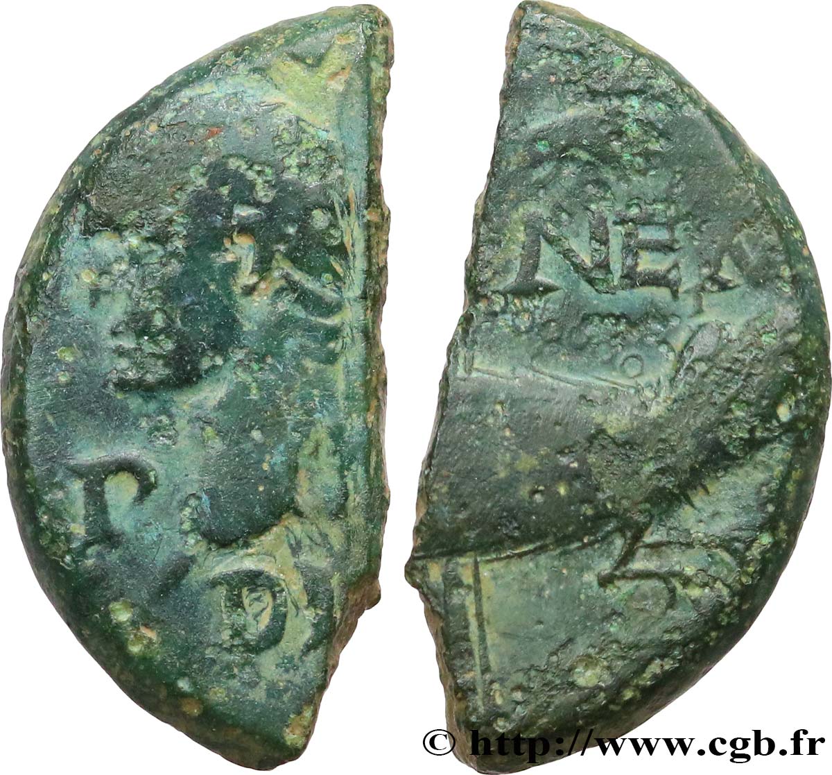 NEMAUSUS - NIMES - AUGUSTUS and AGRIPPA Dupondius COL NEM (as), coupé VF