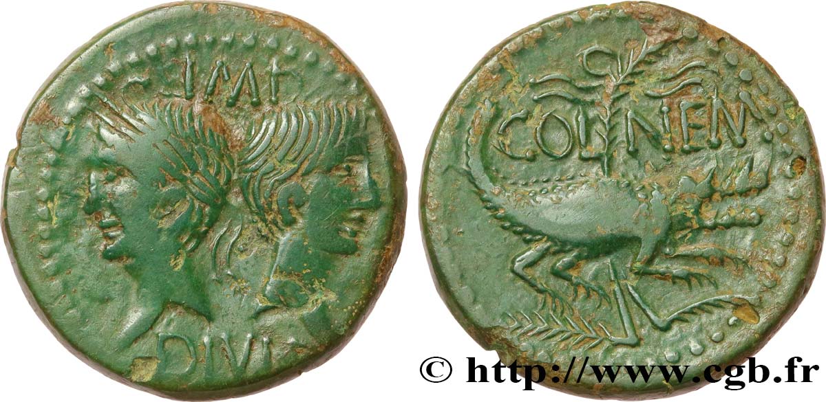 AUGUSTE et AGRIPPA Dupondius XF