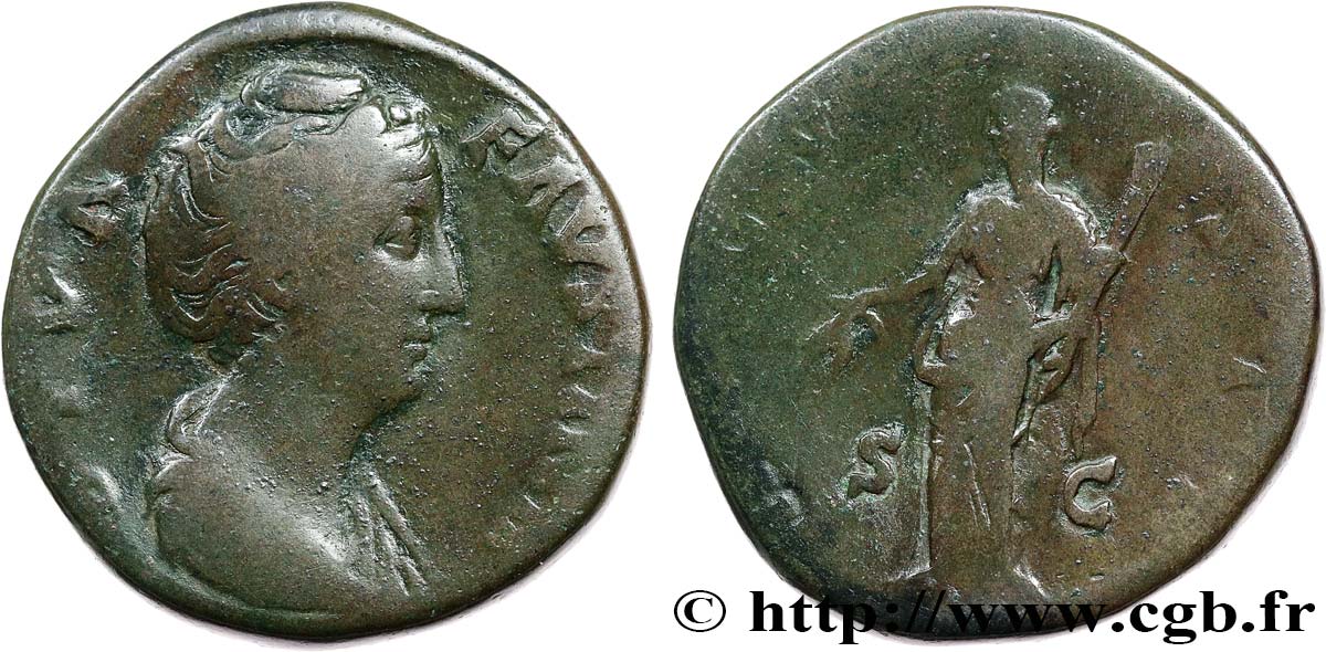 FAUSTINA MAGGIORE Sesterce, (GB, Æ 30) q.BB/MB