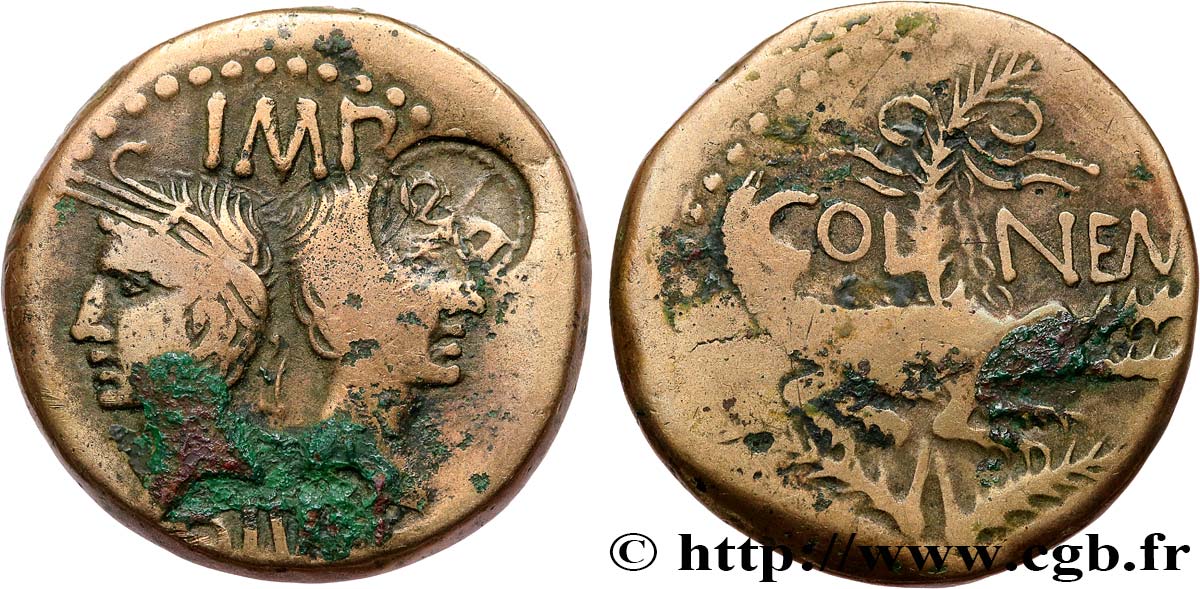 AUGUSTE et AGRIPPA Dupondius TB+
