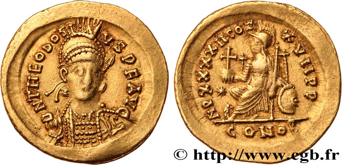 THEODOSIUS II Solidus AU/XF