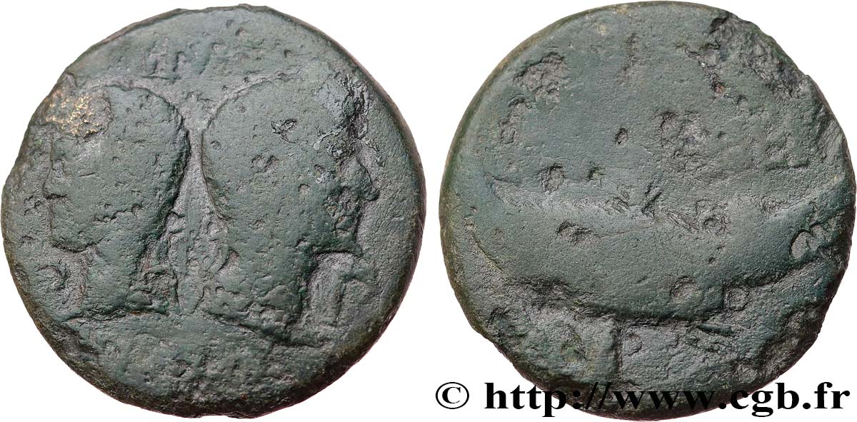 NEMAUSUS - NÎMES - AUGUSTE et AGRIPPA Dupondius TB