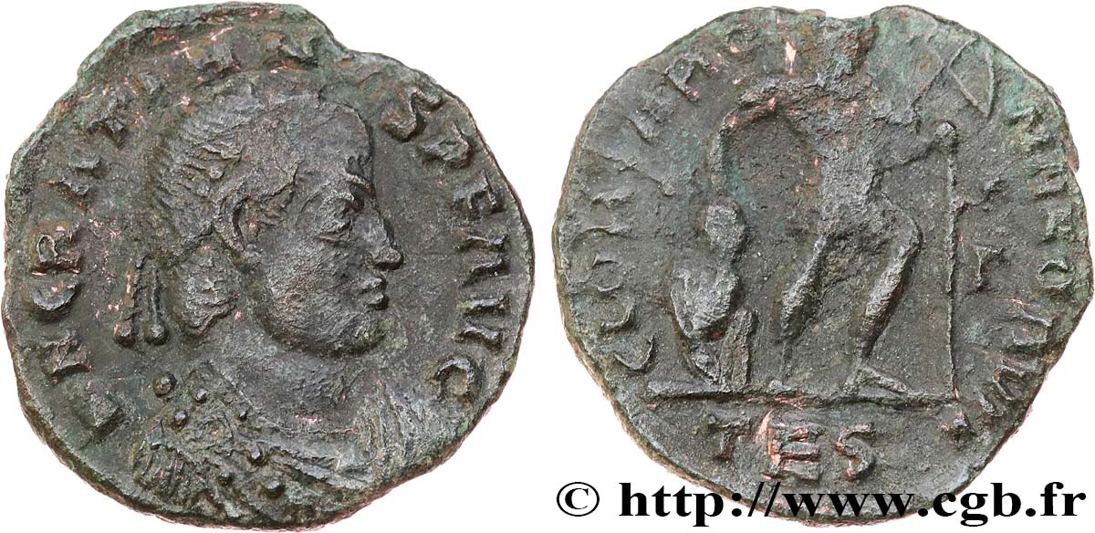 GRATIAN Nummus, (PB, Æ 3) XF