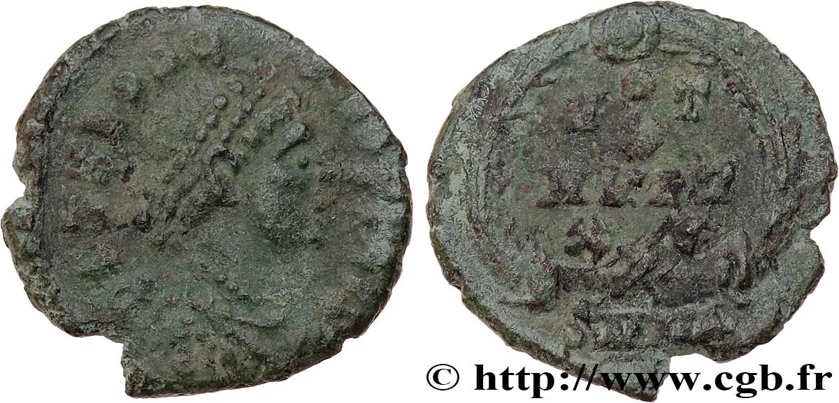 THEODOSIUS I Nummus, (PBQ, Æ 4) VF