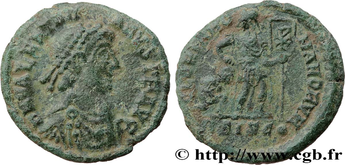 VALENTINIAN II Nummus, (PB, Æ 3) XF
