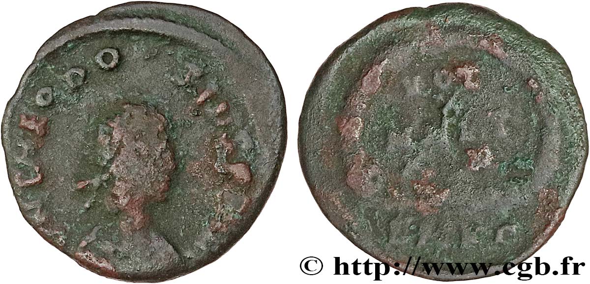 THEODOSIUS I Nummus, (PBQ, Æ 4) VF/F