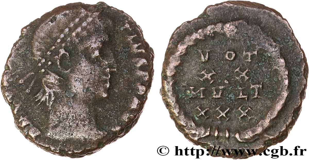 CONSTANTIUS II Nummus (PBQ, Æ 4) fSS/SS