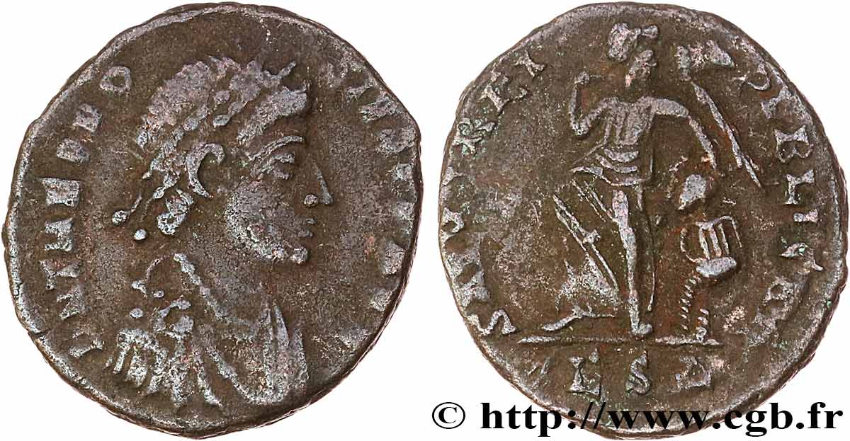 THEODOSIUS I Nummus, (PBQ, Æ 4) SS