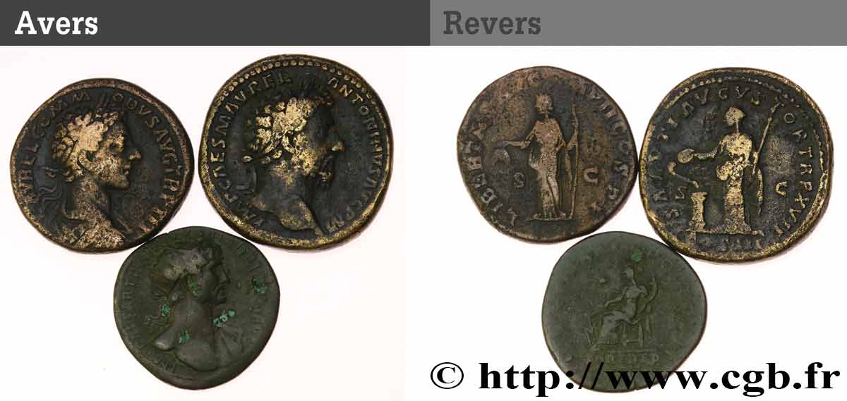 LOTTE Lots de 3 bronzes des Antonin lotto