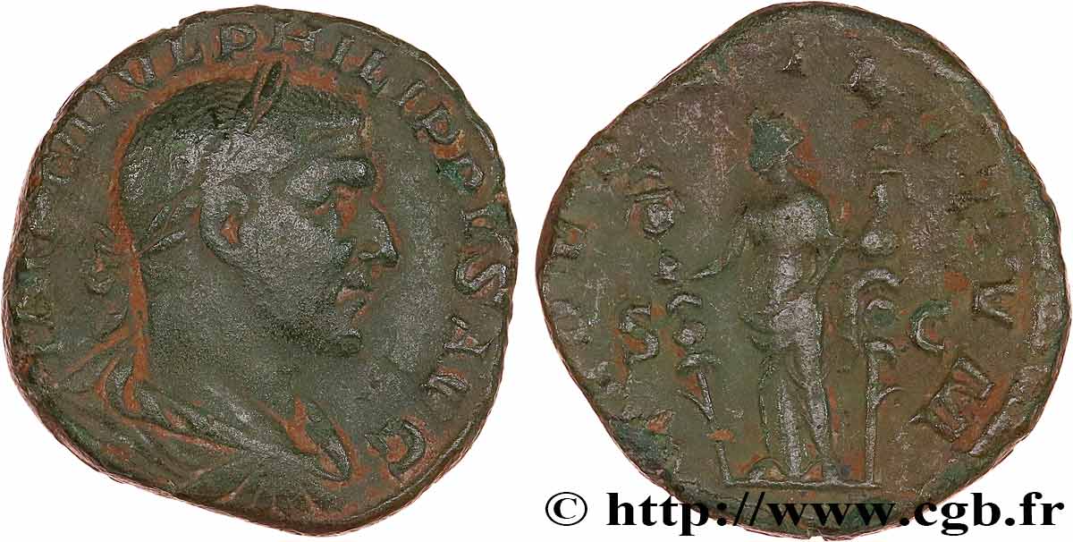 PHILIPPE Ier L ARABE Sesterce TTB/TB+