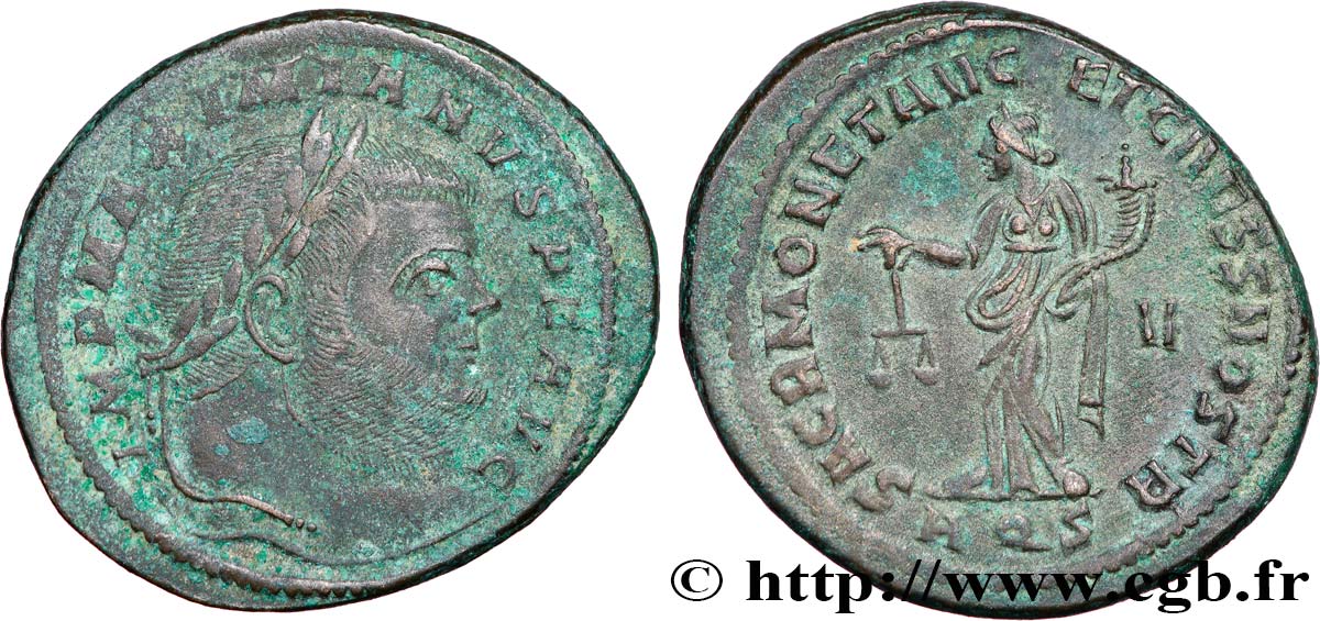MASSIMIANO ERCOLE Follis ou nummus q.BB/BB