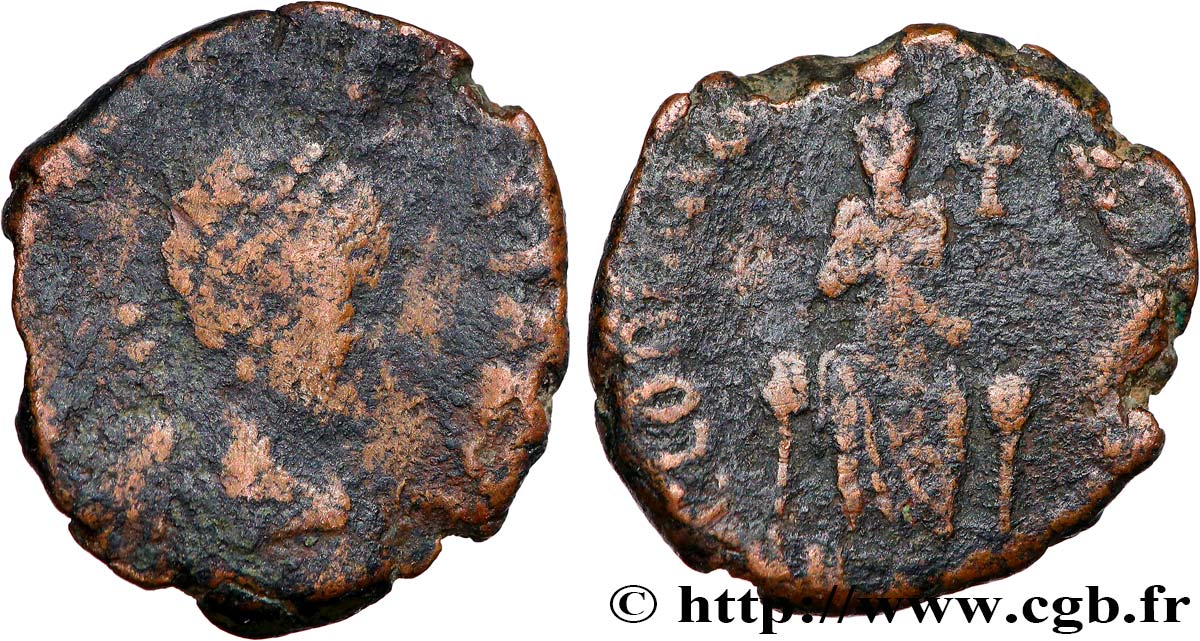EUDOXIA Nummus, (PB, Æ 3) F