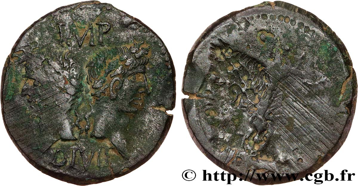 AUGUSTE et AGRIPPA Dupondius COL NEM (as) XF/VF