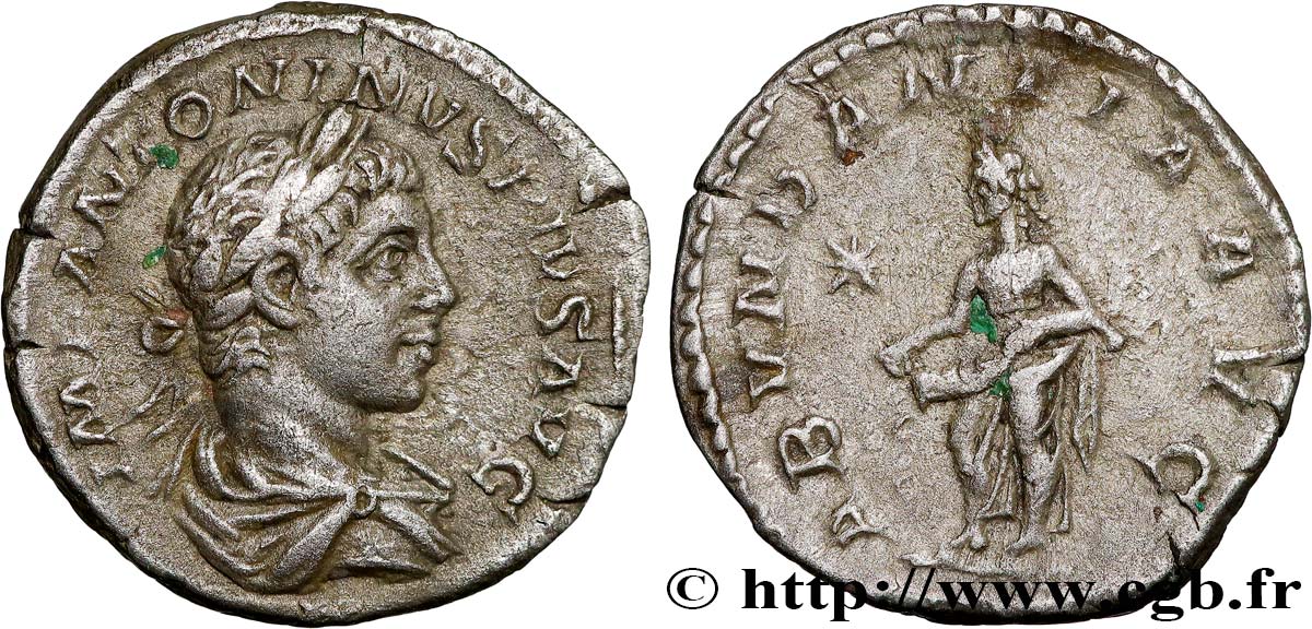 ELAGABALUS Denier AU/XF