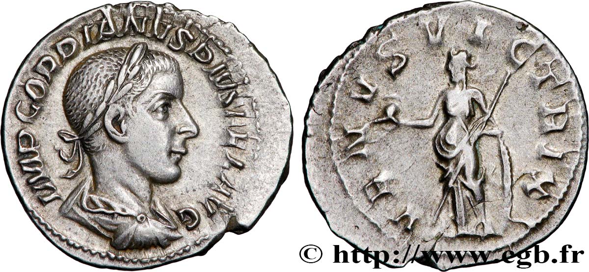 GORDIAN III Denier AU/XF