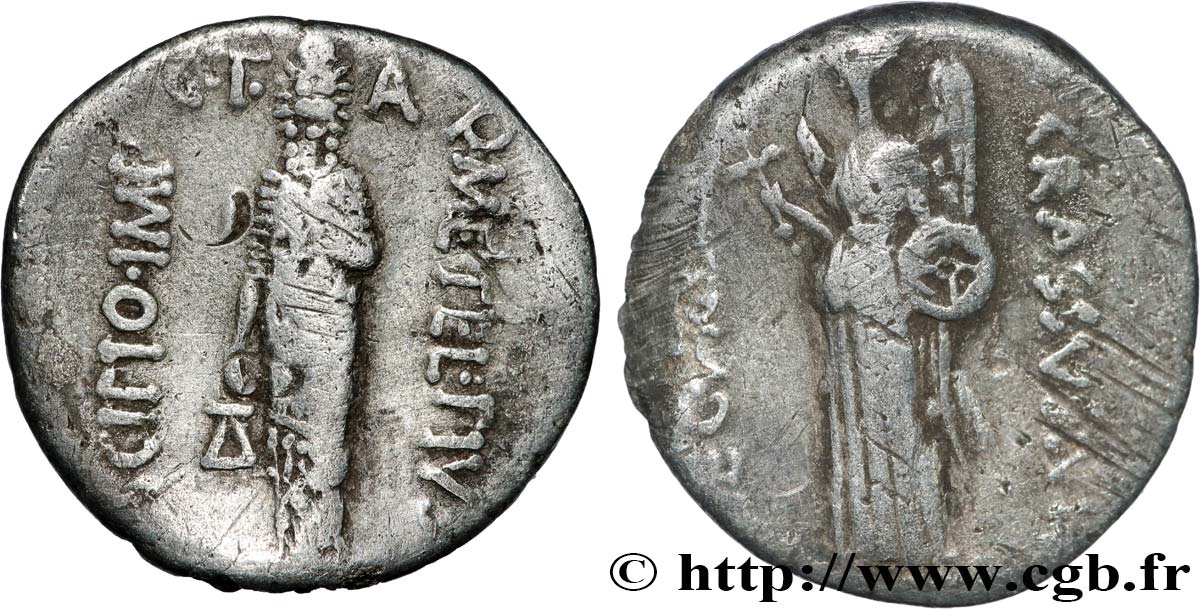 SCIPION ET CRASSUS Denier VF