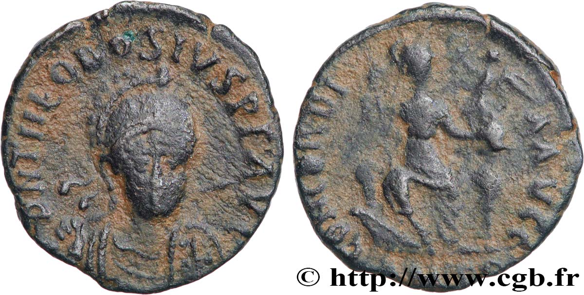 THEODOSIUS II Nummus, (PB, Æ 3) VF