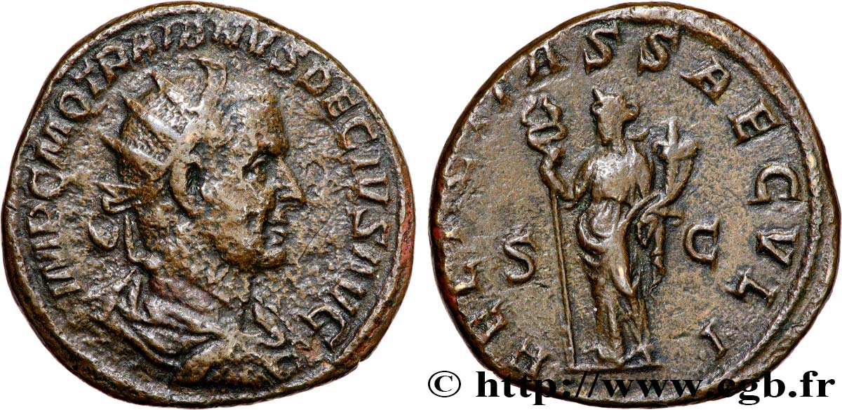 TRAJAN DECIUS Double Sesterce XF