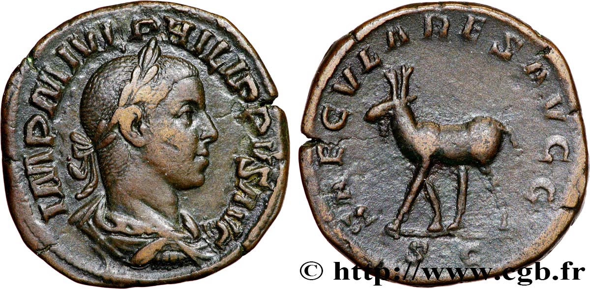 PHILIPPUS II Sesterce AU/XF