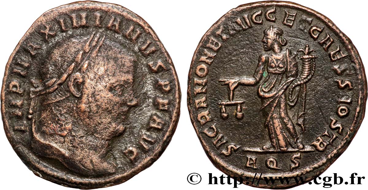 MAXIMIEN HERCULE Follis TTB/TTB+