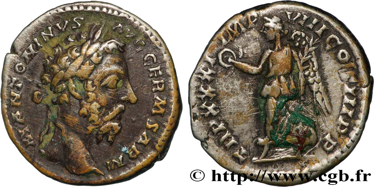 MARCUS AURELIUS Denier XF
