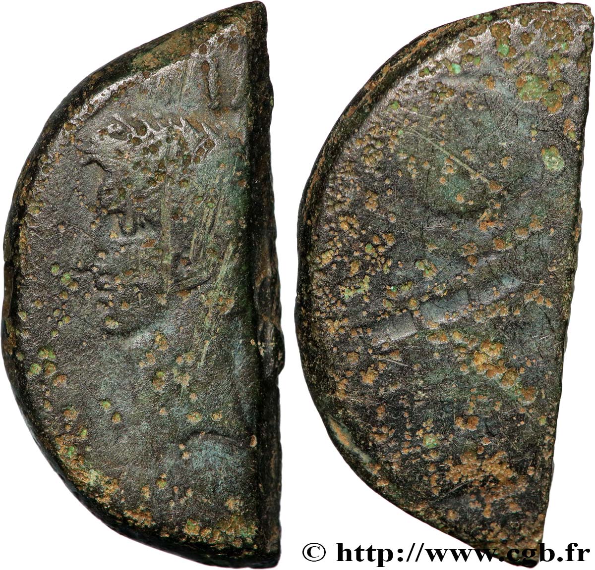 NEMAUSUS - NÎMES Dupondius COL NEM (as), coupé en deux TB/Ab