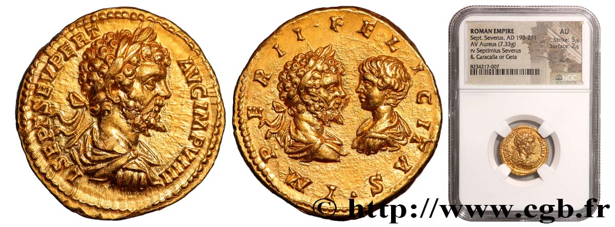 SEPTIME SÉVÈRE, CARACALLA et GÉTA Aureus SPL