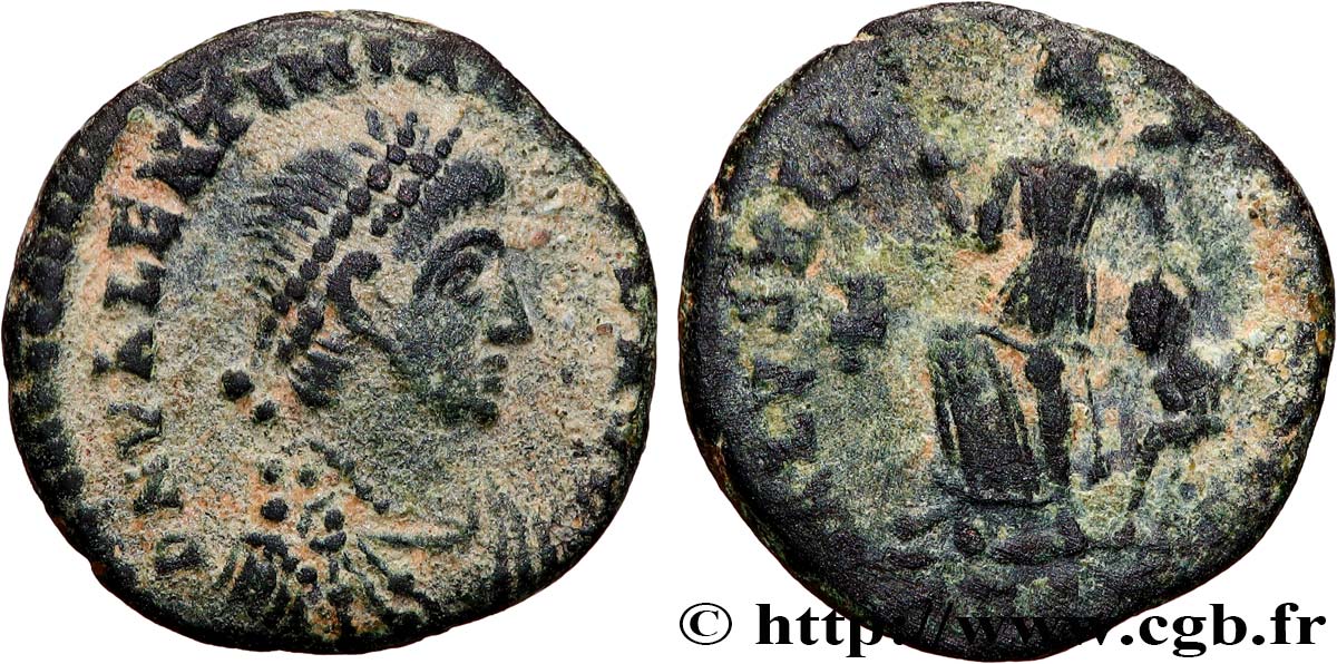 VALENTINIAN II Nummus, (PBQ, Æ 4) AU/VF