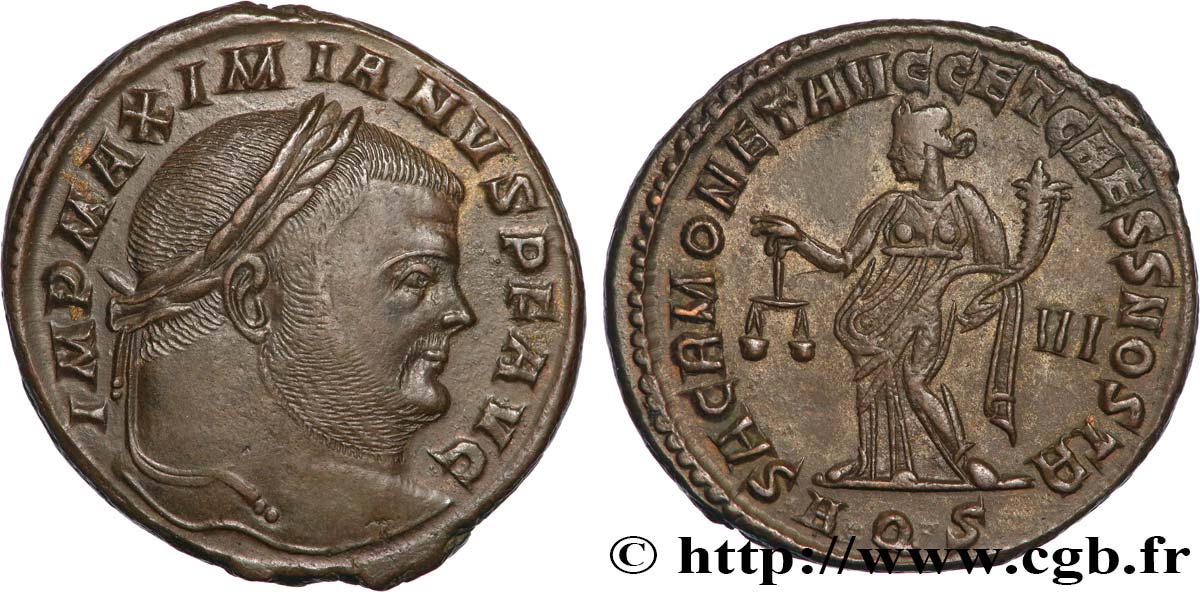 MAXIMIEN HERCULE Follis ou nummus SUP/TTB+