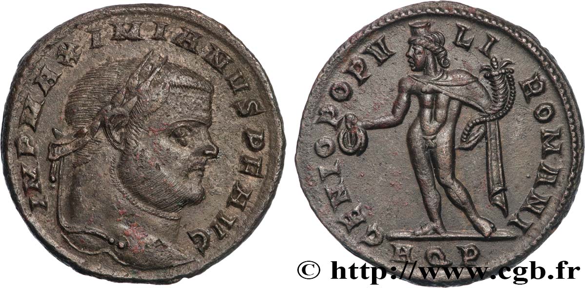 MASSIMIANO ERCOLE Follis ou nummus q.SPL/SPL