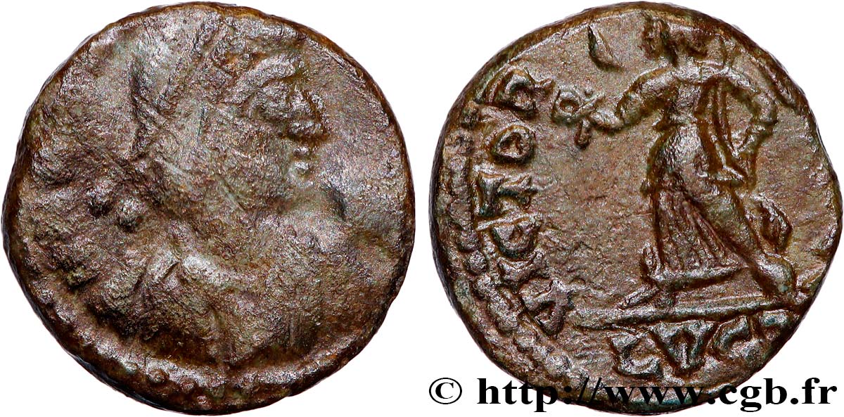 VALENTINIANO II Nummus, (PBQ, Æ 4) q.BB/BB