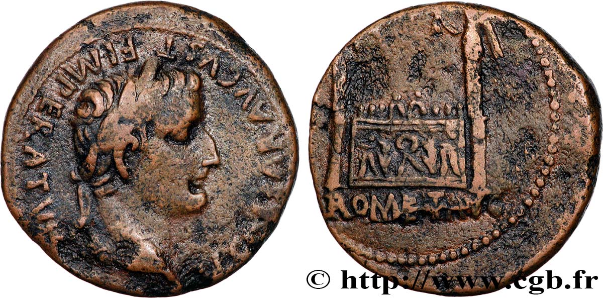 TIBERIUS As à l autel de Lyon XF/VF