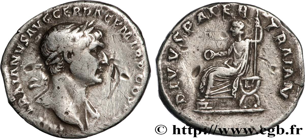 TRAJANUS and TRAJANUS FATHER Denier XF