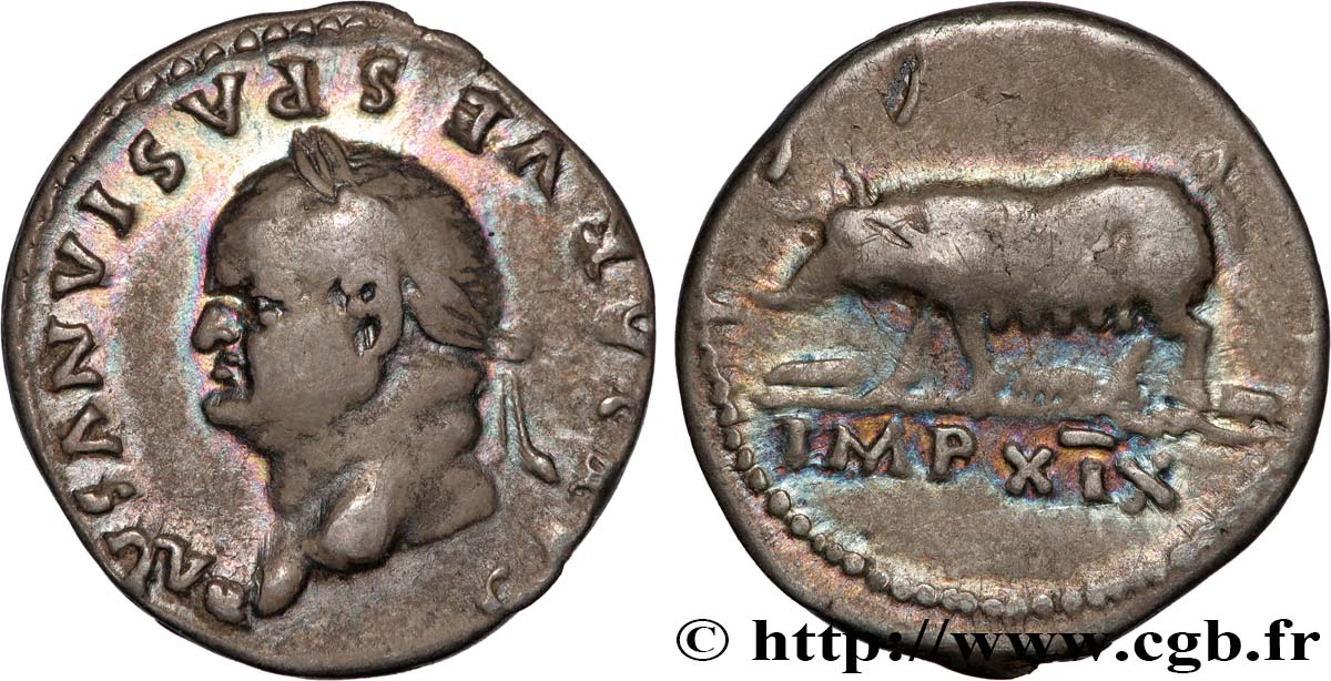 VESPASIAN Denier AU/XF