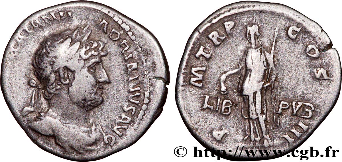 HADRIAN Denier AU/XF