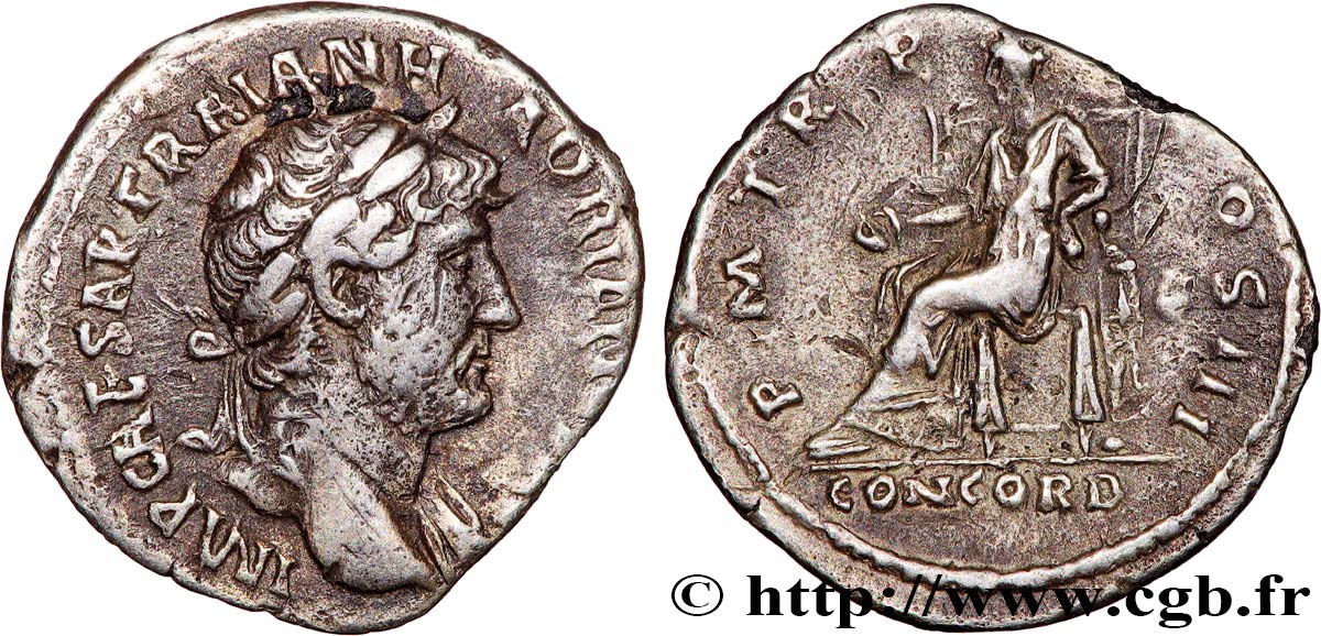 HADRIAN Denier AU/XF