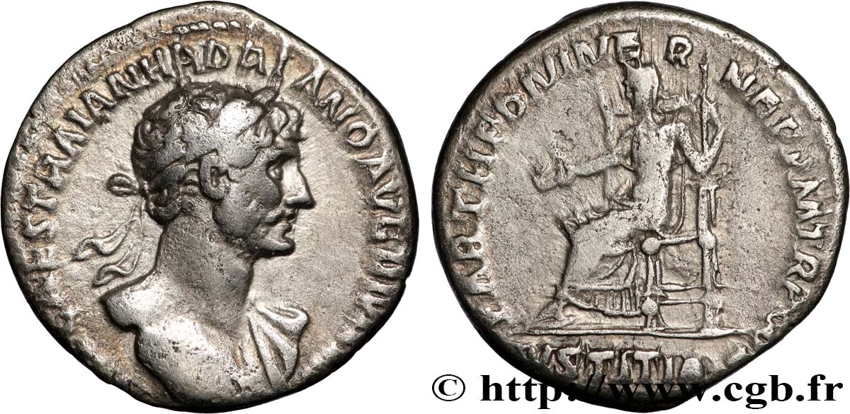 HADRIAN Denier AU/XF