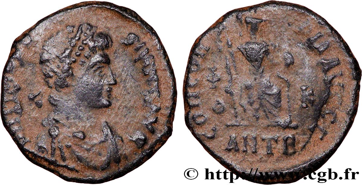 THEODOSIUS I Nummus, (PB, Æ 3) XF