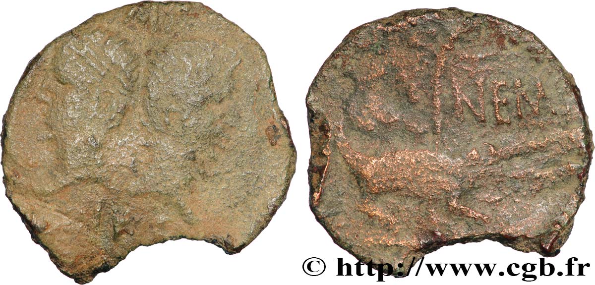 NEMAUSUS - NIMES - AUGUSTUS and AGRIPPA Dupondius COL NEM (as) VF