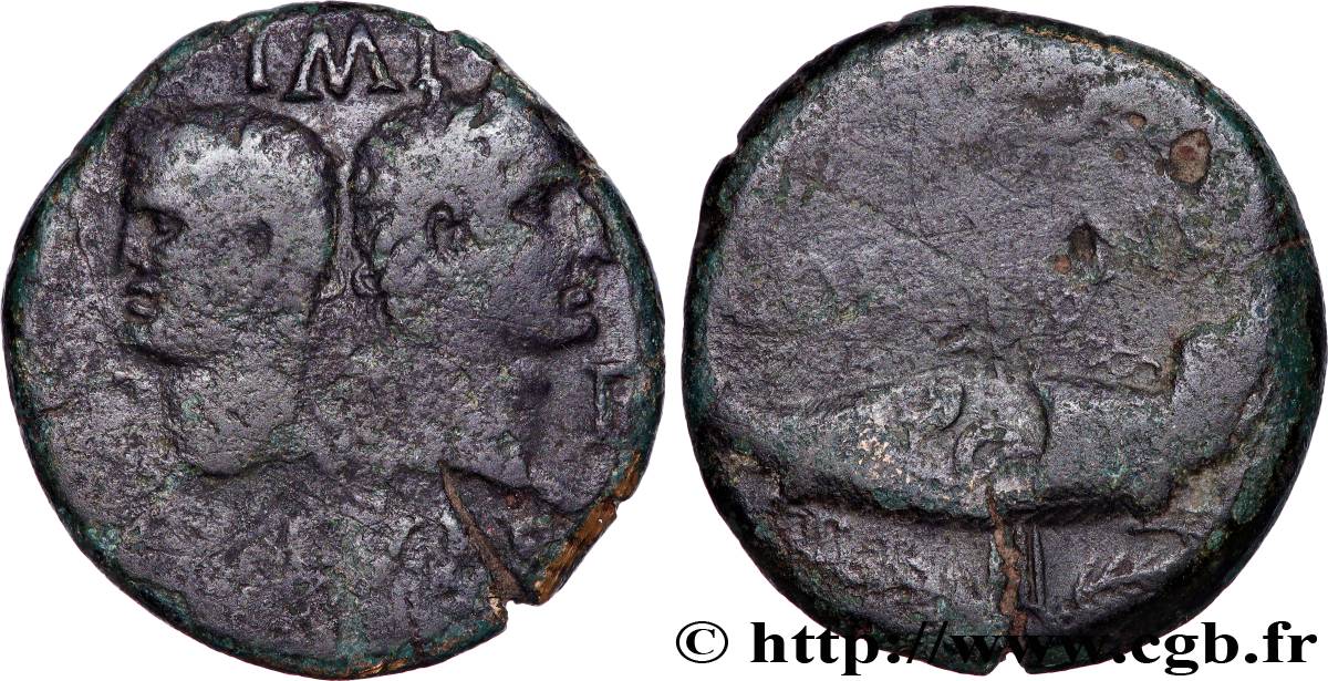 NEMAUSUS - NIMES - AUGUSTUS and AGRIPPA Dupondius COL NEM (as) VF