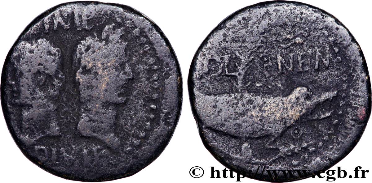 AUGUSTUS and AGRIPPA Dupondius COL NEM (as) VF